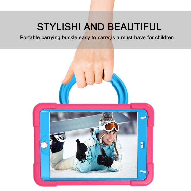 For iPad MINI 4/5 EVA + PC Flat Protective Shell with 360 ° Rotating Bracket(Rose Red+Blue) - iPad Mini 4 & 3 & 2 & 1 Cases by buy2fix | Online Shopping UK | buy2fix