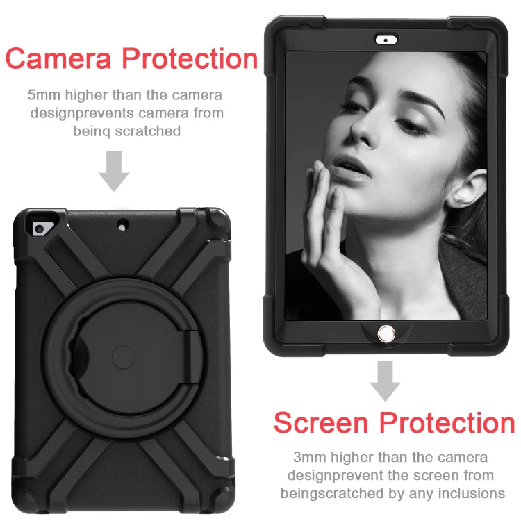 For iPad Air/Air2/Pro9.7 EVA + PC Flat Protective Shell with 360 ° Rotating Bracket(Black+Black) - iPad 9.7 (2018) & (2017) Cases by buy2fix | Online Shopping UK | buy2fix