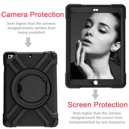 For iPad Air/Air2/Pro9.7 EVA + PC Flat Protective Shell with 360 ° Rotating Bracket(Black+Black) - iPad 9.7 (2018) & (2017) Cases by buy2fix | Online Shopping UK | buy2fix