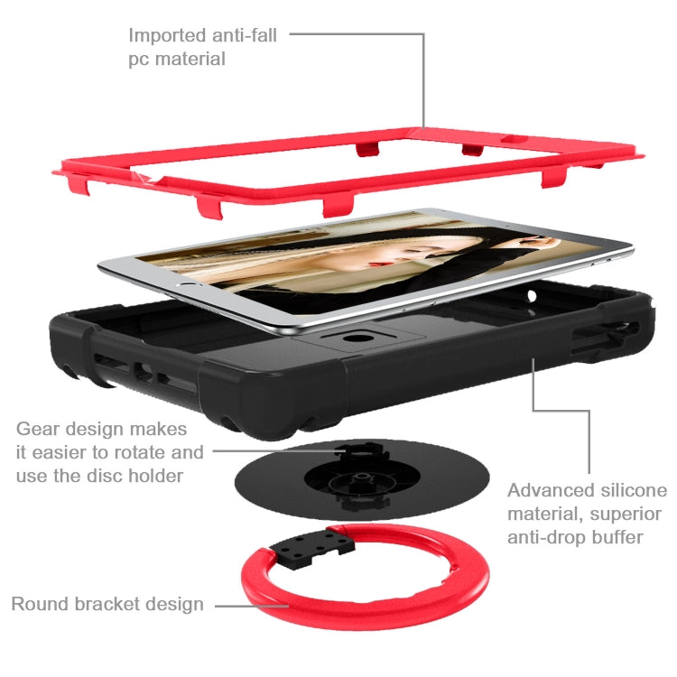 For iPad Air/Air2/Pro9.7 EVA + PC Flat Protective Shell with 360 ° Rotating Bracket(Black+Red) - iPad 9.7 (2018) & (2017) Cases by buy2fix | Online Shopping UK | buy2fix