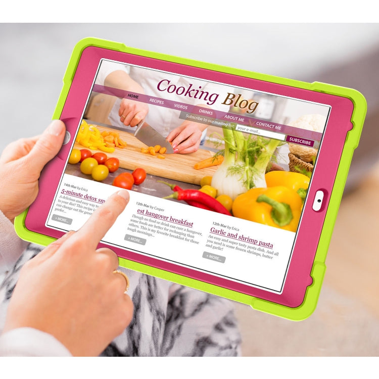 For iPad Air/Air2/Pro9.7 EVA + PC Flat Protective Shell with 360 ° Rotating Bracket(Grass Green+Rose Red) - iPad 9.7 (2018) & (2017) Cases by buy2fix | Online Shopping UK | buy2fix