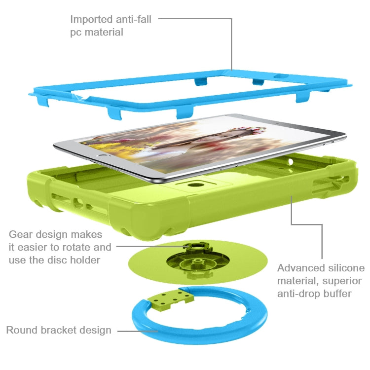 For iPad Air/Air2/Pro9.7 EVA + PC Flat Protective Shell with 360 ° Rotating Bracket(Grass Green+Blue) - iPad 9.7 (2018) & (2017) Cases by buy2fix | Online Shopping UK | buy2fix