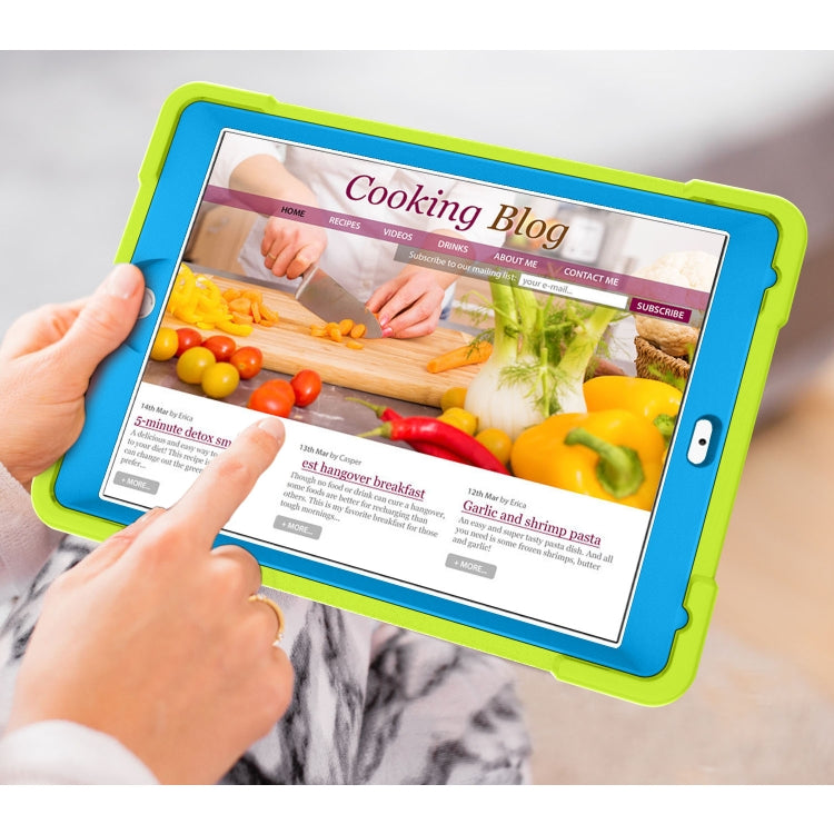 For iPad Air/Air2/Pro9.7 EVA + PC Flat Protective Shell with 360 ° Rotating Bracket(Grass Green+Blue) - iPad 9.7 (2018) & (2017) Cases by buy2fix | Online Shopping UK | buy2fix