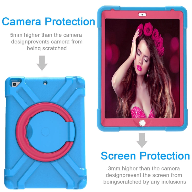 For iPad Air/Air2/Pro9.7 EVA + PC Flat Protective Shell with 360 ° Rotating Bracket(Blue+Rose Red) - iPad 9.7 (2018) & (2017) Cases by buy2fix | Online Shopping UK | buy2fix