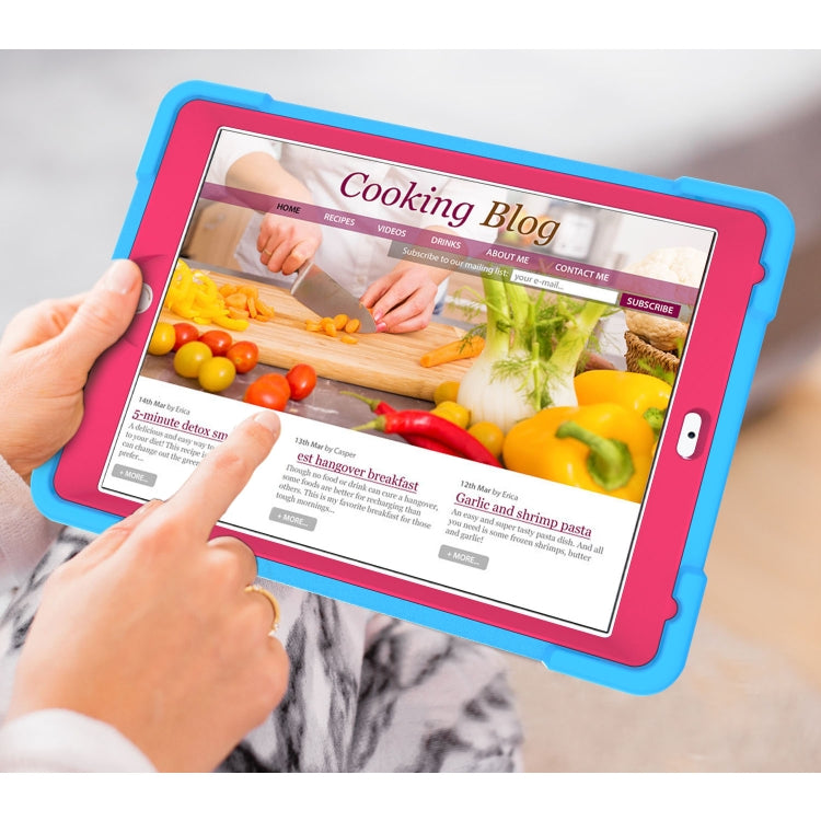 For iPad Air/Air2/Pro9.7 EVA + PC Flat Protective Shell with 360 ° Rotating Bracket(Blue+Rose Red) - iPad 9.7 (2018) & (2017) Cases by buy2fix | Online Shopping UK | buy2fix