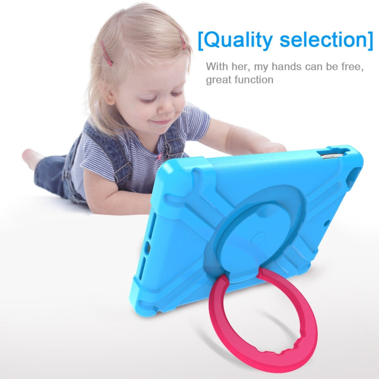 For iPad Air/Air2/Pro9.7 EVA + PC Flat Protective Shell with 360 ° Rotating Bracket(Blue+Rose Red) - iPad 9.7 (2018) & (2017) Cases by buy2fix | Online Shopping UK | buy2fix