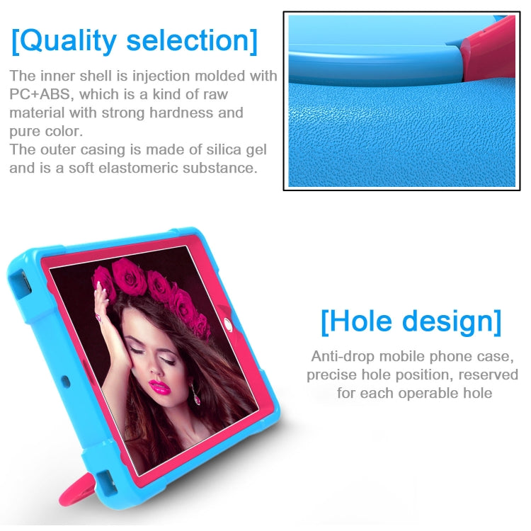 For iPad Air/Air2/Pro9.7 EVA + PC Flat Protective Shell with 360 ° Rotating Bracket(Blue+Rose Red) - iPad 9.7 (2018) & (2017) Cases by buy2fix | Online Shopping UK | buy2fix