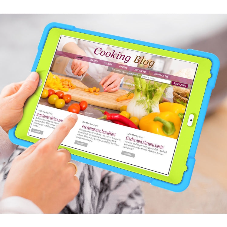 For iPad Air/Air2/Pro9.7 EVA + PC Flat Protective Shell with 360 ° Rotating Bracket(Blue+Grass Green) - iPad 9.7 (2018) & (2017) Cases by buy2fix | Online Shopping UK | buy2fix