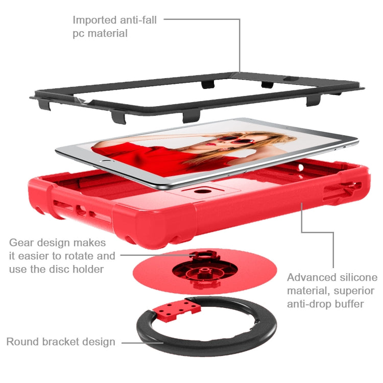 For iPad Air/Air2/Pro9.7 EVA + PC Flat Protective Shell with 360 ° Rotating Bracket(Red+Black) - iPad 9.7 (2018) & (2017) Cases by buy2fix | Online Shopping UK | buy2fix