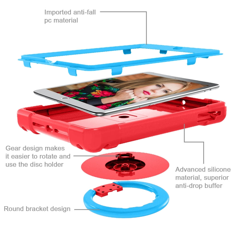 For iPad Air/Air2/Pro9.7 EVA + PC Flat Protective Shell with 360 ° Rotating Bracket(Red+Blue) - iPad 9.7 (2018) & (2017) Cases by buy2fix | Online Shopping UK | buy2fix