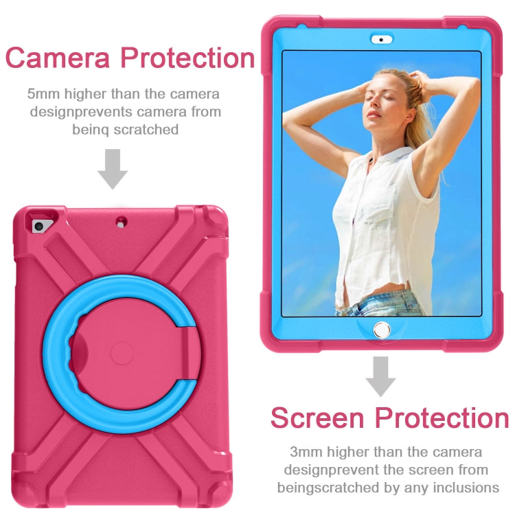For iPad Air/Air2/Pro9.7 EVA + PC Flat Protective Shell with 360 ° Rotating Bracket(Rose Red+Blue) - iPad 9.7 (2018) & (2017) Cases by buy2fix | Online Shopping UK | buy2fix