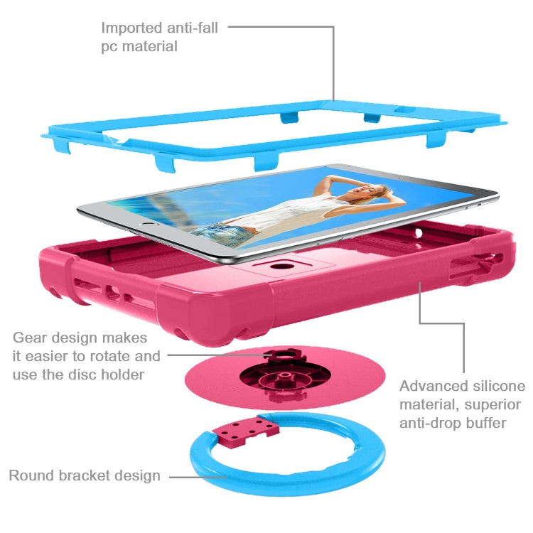 For iPad Air/Air2/Pro9.7 EVA + PC Flat Protective Shell with 360 ° Rotating Bracket(Rose Red+Blue) - iPad 9.7 (2018) & (2017) Cases by buy2fix | Online Shopping UK | buy2fix