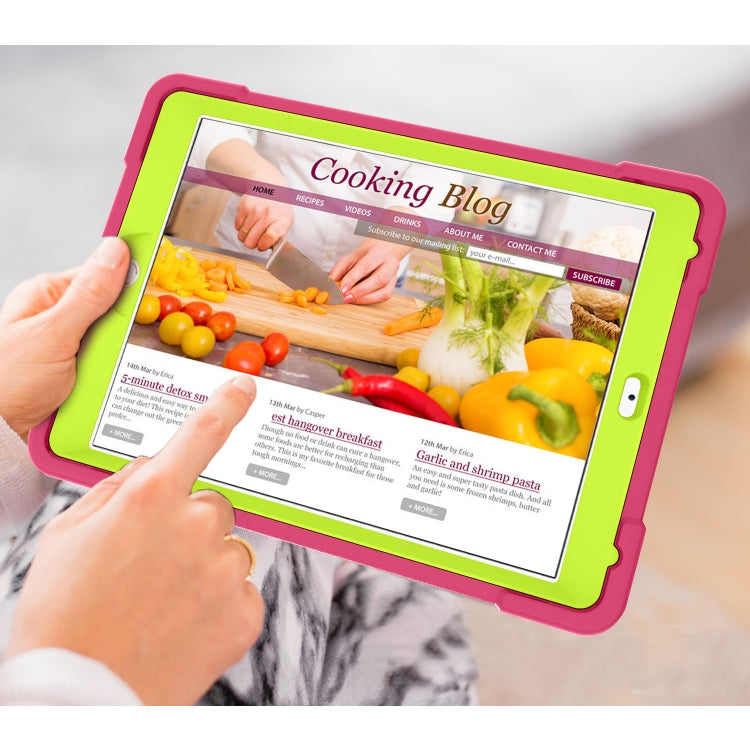 For iPad Air/Air2/Pro9.7 EVA + PC Flat Protective Shell with 360 ° Rotating Bracket(Rose Red+Grass Green) - iPad 9.7 (2018) & (2017) Cases by buy2fix | Online Shopping UK | buy2fix