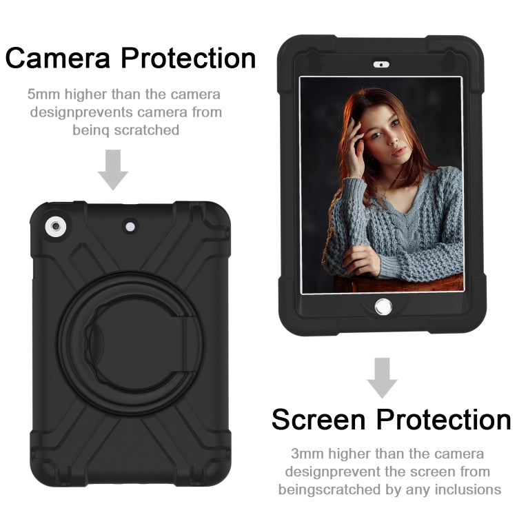 For iPad 10.2 EVA + PC Flat Protective Shell with 360 ° Rotating Bracket(Black+Black) - iPad 10.2 Cases by buy2fix | Online Shopping UK | buy2fix