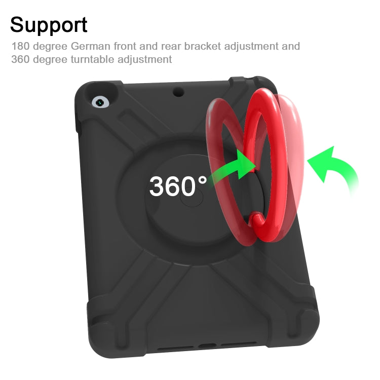 For iPad 10.2 EVA + PC Flat Protective Shell with 360 ° Rotating Bracket(Black+Red) - iPad 10.2 Cases by buy2fix | Online Shopping UK | buy2fix