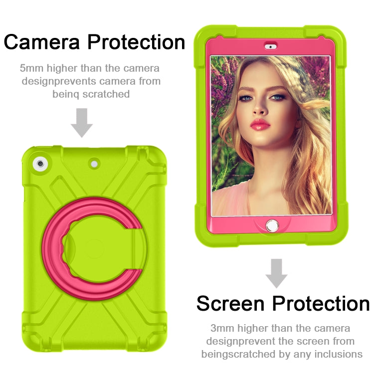 For iPad 10.2 EVA + PC Flat Protective Shell with 360 ° Rotating Bracket(Grass Green+Rose Red) - iPad 10.2 Cases by buy2fix | Online Shopping UK | buy2fix
