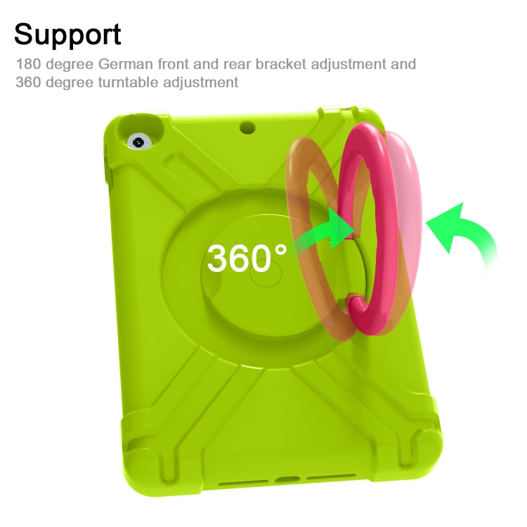 For iPad 10.2 EVA + PC Flat Protective Shell with 360 ° Rotating Bracket(Grass Green+Rose Red) - iPad 10.2 Cases by buy2fix | Online Shopping UK | buy2fix