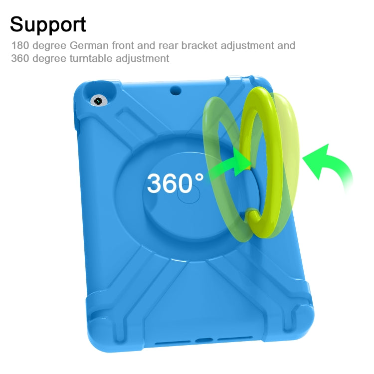For iPad 10.2 EVA + PC Flat Protective Shell with 360 ° Rotating Bracket(Grass Green+Blue) - iPad 10.2 Cases by buy2fix | Online Shopping UK | buy2fix