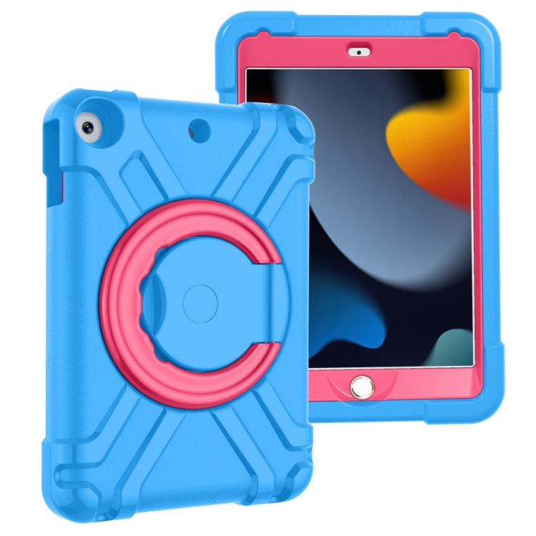 For iPad 10.2 EVA + PC Flat Protective Shell with 360 ° Rotating Bracket(Blue+Rose Red) - iPad 10.2 Cases by buy2fix | Online Shopping UK | buy2fix