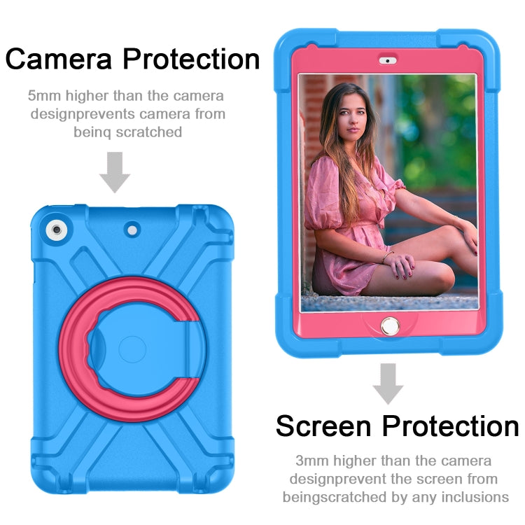 For iPad 10.2 EVA + PC Flat Protective Shell with 360 ° Rotating Bracket(Blue+Rose Red) - iPad 10.2 Cases by buy2fix | Online Shopping UK | buy2fix