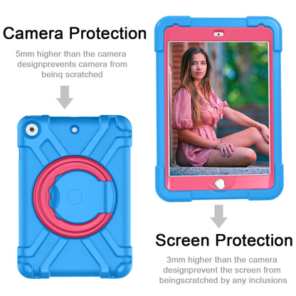 For iPad 10.2 EVA + PC Flat Protective Shell with 360 ° Rotating Bracket(Blue+Rose Red) - iPad 10.2 Cases by buy2fix | Online Shopping UK | buy2fix