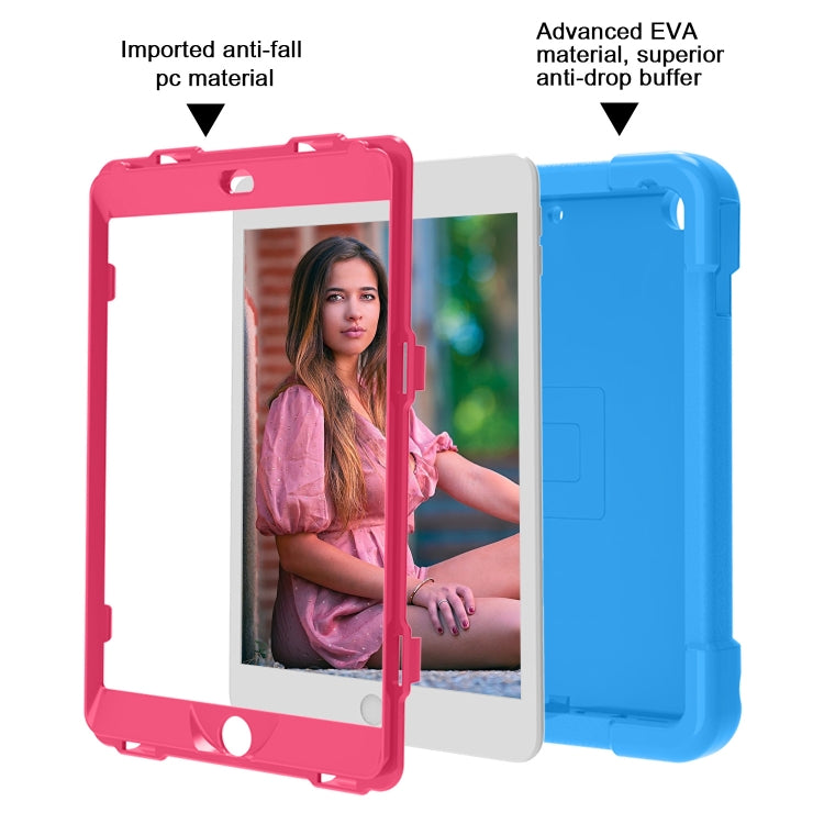 For iPad 10.2 EVA + PC Flat Protective Shell with 360 ° Rotating Bracket(Blue+Rose Red) - iPad 10.2 Cases by buy2fix | Online Shopping UK | buy2fix