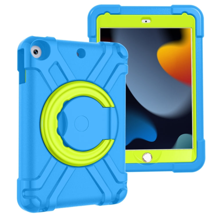 For iPad 10.2 EVA + PC Flat Protective Shell with 360 ° Rotating Bracket(Blue+Grass Green) - iPad 10.2 Cases by buy2fix | Online Shopping UK | buy2fix