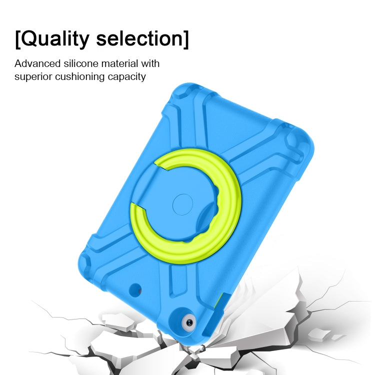 For iPad 10.2 EVA + PC Flat Protective Shell with 360 ° Rotating Bracket(Blue+Grass Green) - iPad 10.2 Cases by buy2fix | Online Shopping UK | buy2fix