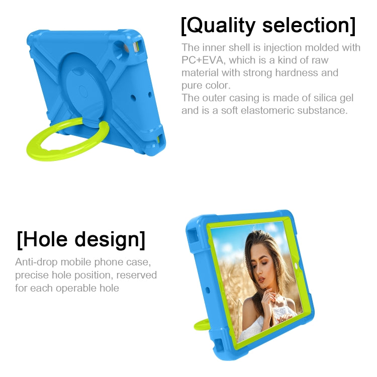 For iPad 10.2 EVA + PC Flat Protective Shell with 360 ° Rotating Bracket(Blue+Grass Green) - iPad 10.2 Cases by buy2fix | Online Shopping UK | buy2fix