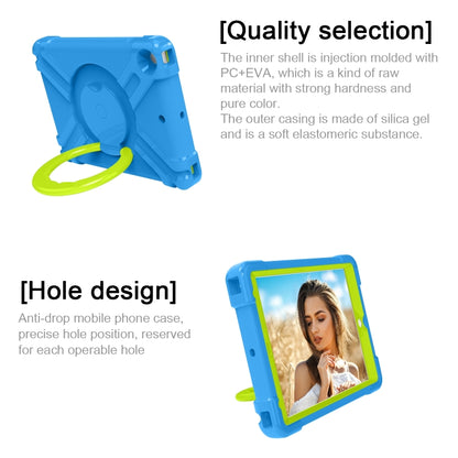 For iPad 10.2 EVA + PC Flat Protective Shell with 360 ° Rotating Bracket(Blue+Grass Green) - iPad 10.2 Cases by buy2fix | Online Shopping UK | buy2fix