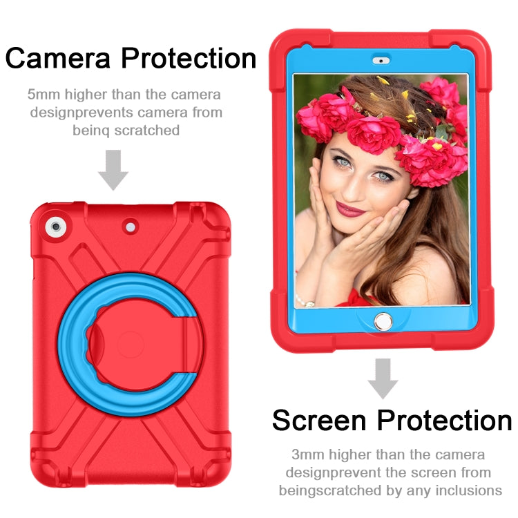For iPad 10.2 EVA + PC Flat Protective Shell with 360 ° Rotating Bracket(Red+Blue) - iPad 10.2 Cases by buy2fix | Online Shopping UK | buy2fix