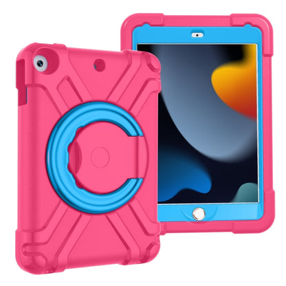 For iPad 10.2 EVA + PC Flat Protective Shell with 360 ° Rotating Bracket(Rose Red+Blue) - iPad 10.2 Cases by buy2fix | Online Shopping UK | buy2fix