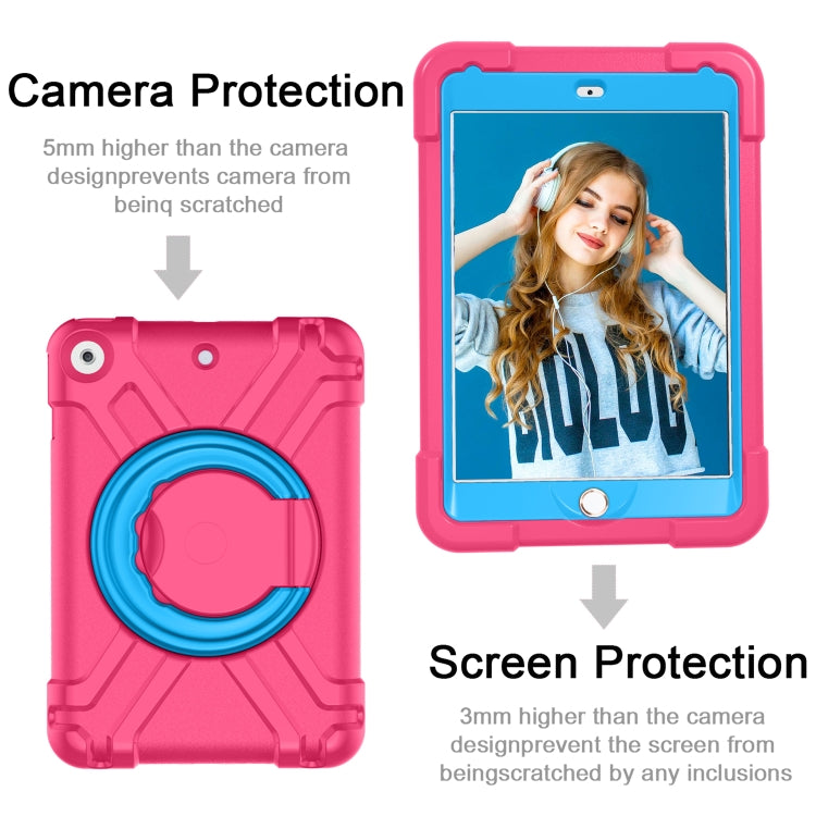 For iPad 10.2 EVA + PC Flat Protective Shell with 360 ° Rotating Bracket(Rose Red+Blue) - iPad 10.2 Cases by buy2fix | Online Shopping UK | buy2fix