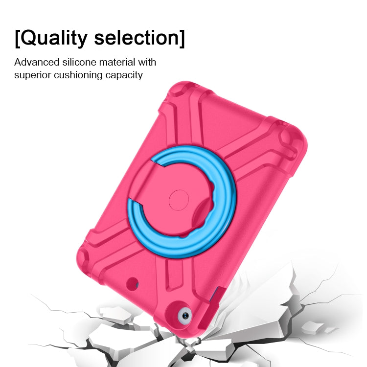 For iPad 10.2 EVA + PC Flat Protective Shell with 360 ° Rotating Bracket(Rose Red+Blue) - iPad 10.2 Cases by buy2fix | Online Shopping UK | buy2fix