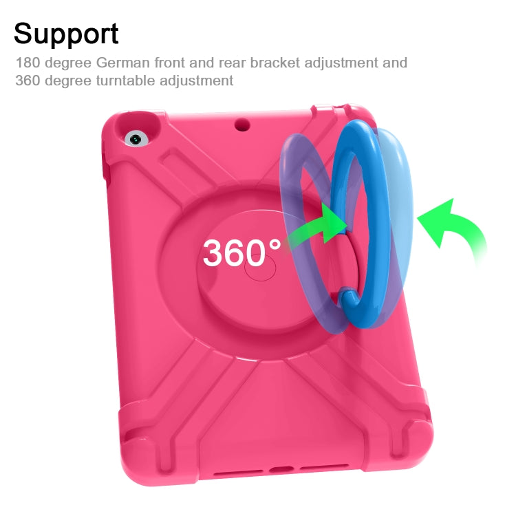 For iPad 10.2 EVA + PC Flat Protective Shell with 360 ° Rotating Bracket(Rose Red+Blue) - iPad 10.2 Cases by buy2fix | Online Shopping UK | buy2fix