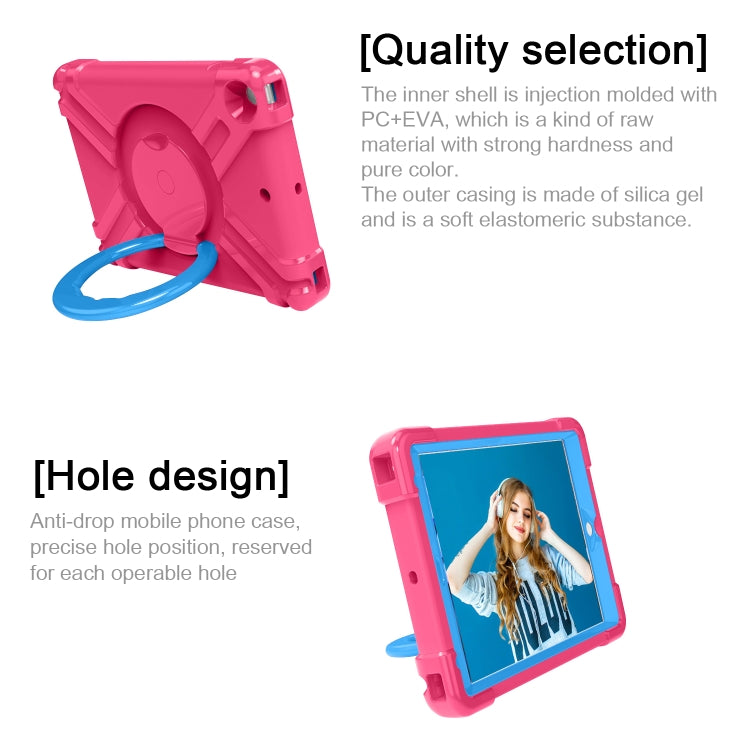 For iPad 10.2 EVA + PC Flat Protective Shell with 360 ° Rotating Bracket(Rose Red+Blue) - iPad 10.2 Cases by buy2fix | Online Shopping UK | buy2fix