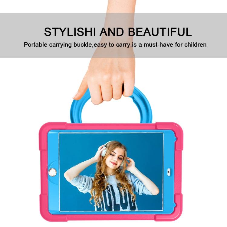 For iPad 10.2 EVA + PC Flat Protective Shell with 360 ° Rotating Bracket(Rose Red+Blue) - iPad 10.2 Cases by buy2fix | Online Shopping UK | buy2fix