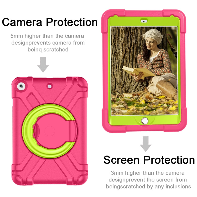 For iPad 10.2 EVA + PC Flat Protective Shell with 360 ° Rotating Bracket(Rose Red+Grass Green) - iPad 10.2 Cases by buy2fix | Online Shopping UK | buy2fix