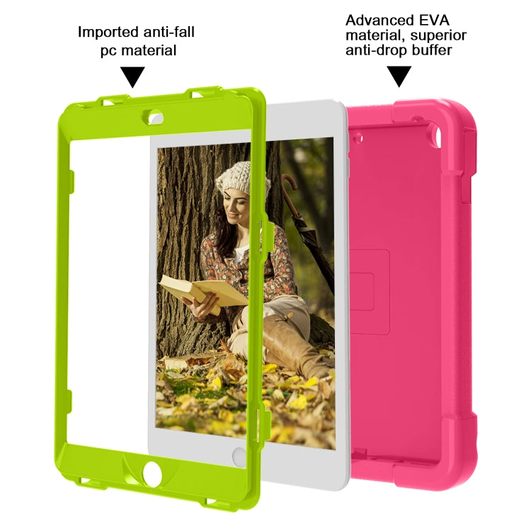 For iPad 10.2 EVA + PC Flat Protective Shell with 360 ° Rotating Bracket(Rose Red+Grass Green) - iPad 10.2 Cases by buy2fix | Online Shopping UK | buy2fix