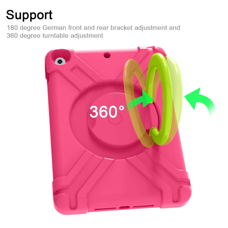 For iPad 10.2 EVA + PC Flat Protective Shell with 360 ° Rotating Bracket(Rose Red+Grass Green) - iPad 10.2 Cases by buy2fix | Online Shopping UK | buy2fix