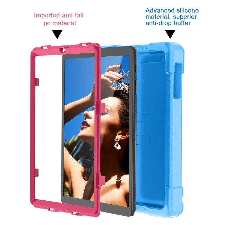 For Galaxy Tab A 10.1 (2019) EVA + PC Flat Protective Shell with 360 Degree Rotating Bracket(Blue+Rose Red) - Tab A 10.1 (2019) T510 / T515 by buy2fix | Online Shopping UK | buy2fix