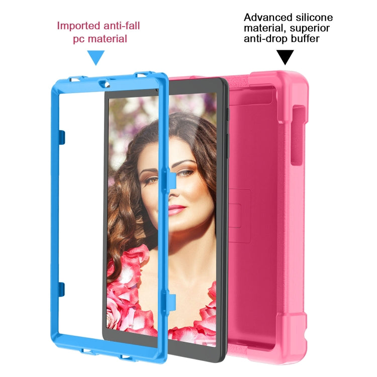 For Galaxy Tab A 10.1 (2019) EVA + PC Flat Protective Shell with 360 Degree Rotating Bracket(Rose Red+Blue) - Tab A 10.1 (2019) T510 / T515 by buy2fix | Online Shopping UK | buy2fix