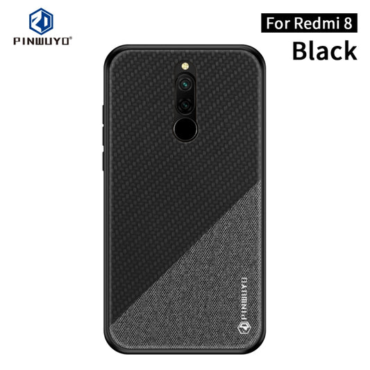 For Xiaomi RedMi 8 PINWUYO Rong Series  Shockproof PC + TPU+ Chemical Fiber Cloth Protective Cover(Black) - Xiaomi Cases by PINWUYO | Online Shopping UK | buy2fix