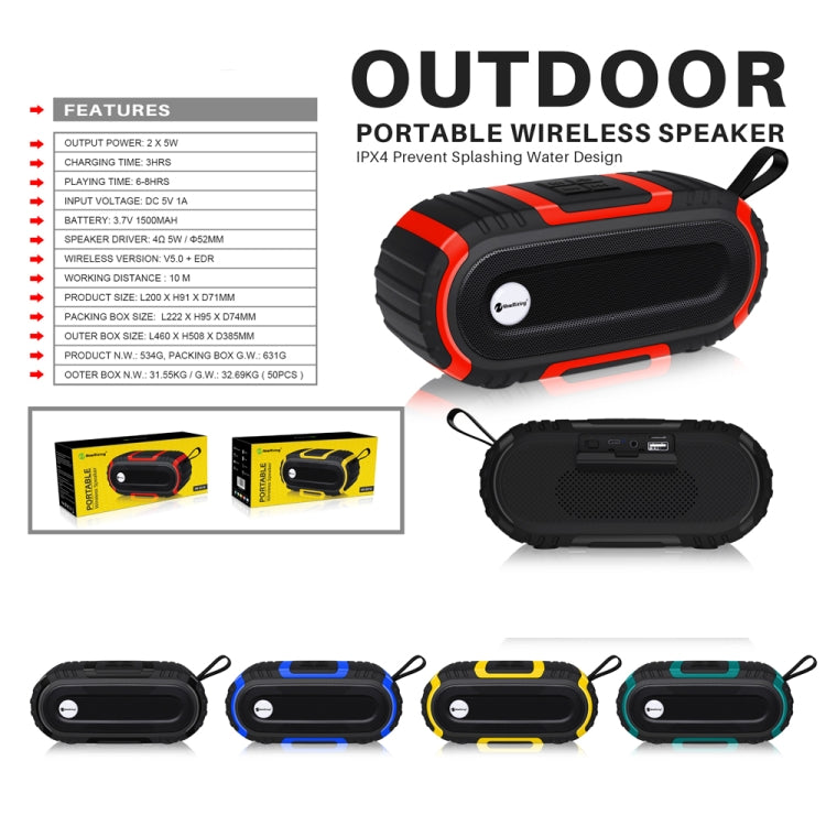 New Rixing NR5016 Wireless Portable Bluetooth Speaker Stereo Sound 10W System Music Subwoofer Column, Support TF Card, FM(Blue) - Desktop Speaker by NewRixing | Online Shopping UK | buy2fix