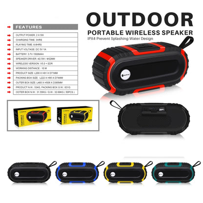 New Rixing NR5016 Wireless Portable Bluetooth Speaker Stereo Sound 10W System Music Subwoofer Column, Support TF Card, FM(Yellow) - Desktop Speaker by NewRixing | Online Shopping UK | buy2fix