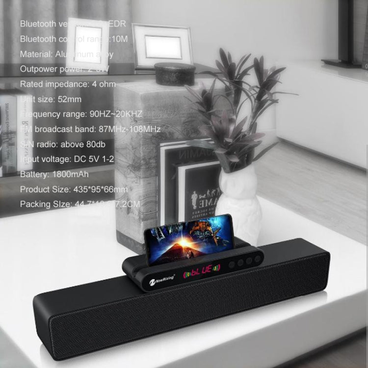 Newrixing NR-5017 LED Bluetooth Portable Speaker TWS Connection Loudspeaker Sound System 10W Stereo Surround Speaker(Black) - Desktop Speaker by NewRixing | Online Shopping UK | buy2fix