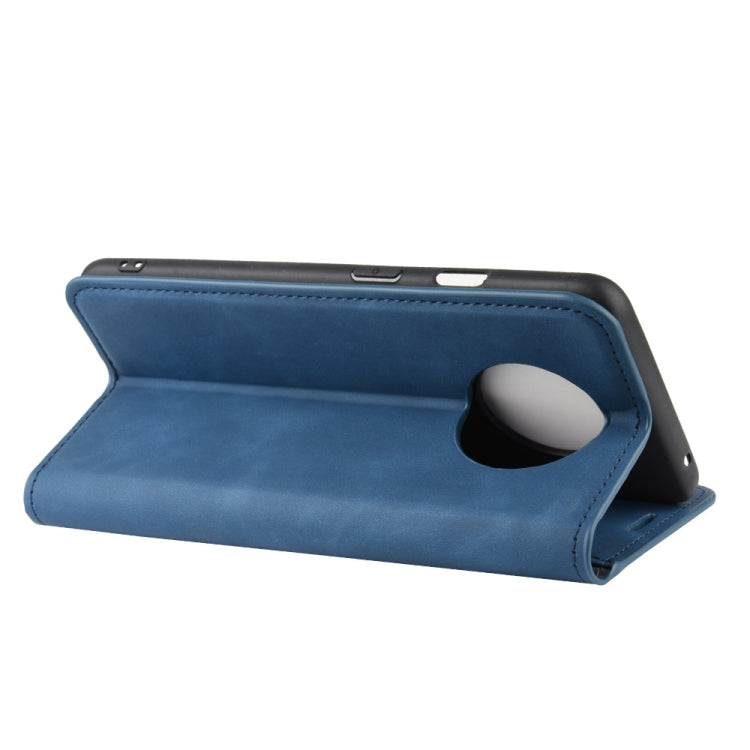 For OnePlus 7T Retro-skin Business Magnetic Suction Leather Case with Purse-Bracket-Chuck(Dark Blue) - OnePlus Cases by buy2fix | Online Shopping UK | buy2fix