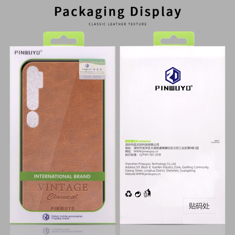 For Xiaomi Mi CC9 Pro / Note10 PINWUYO Pin Rui Series Classical PU Leather + PC + TPU Anti-fall All-inclusive Case (Brown) - Xiaomi Cases by PINWUYO | Online Shopping UK | buy2fix