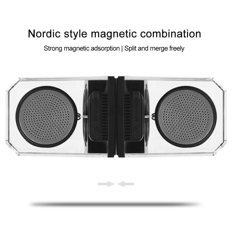 BT628 10W Portable TWS Transparent Bluetooth Speakers With Magnetic Connectable Base Outdoor Stereo Bass Subwoofer(Black) - Desktop Speaker by buy2fix | Online Shopping UK | buy2fix