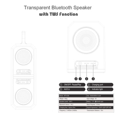 BT628 10W Portable TWS Transparent Bluetooth Speakers With Magnetic Connectable Base Outdoor Stereo Bass Subwoofer(Black) - Desktop Speaker by buy2fix | Online Shopping UK | buy2fix